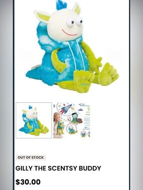 Scentsy Gilly Plush Buddy - Bright Blue & Lime